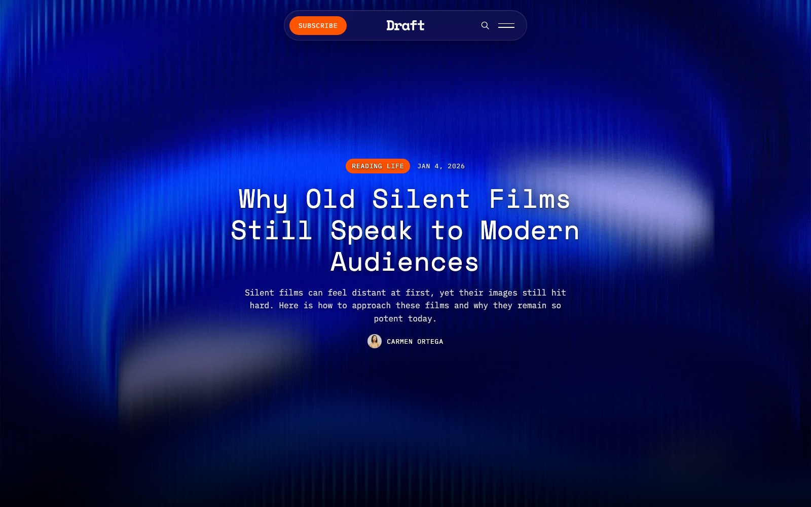 Draft homepage screenshot
